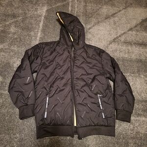 Womens Black Hooded Fleece Lined Jacket